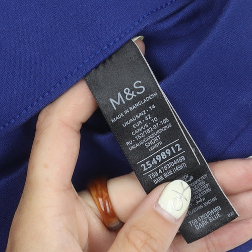 Marks and Spencer Women's Blue Wide-Leg Trousers Size 14