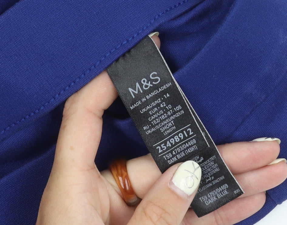 Marks and Spencer Women's Blue Wide-Leg Trousers Size 14