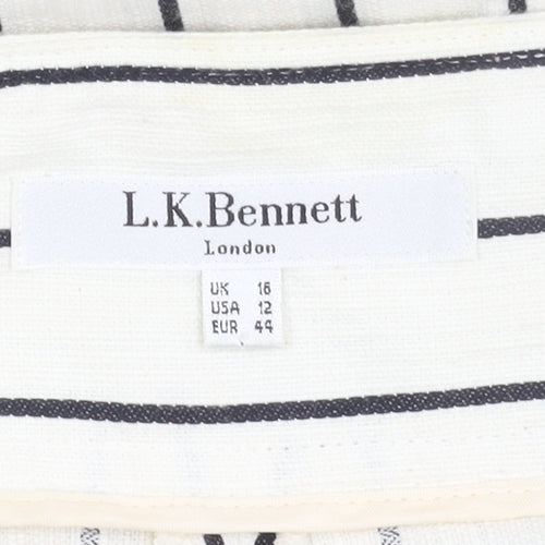 L.K. Bennett Women’s White Striped Trousers UK 16