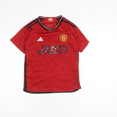 Adidas Boys Red Manchester United Football Jersey Size 22