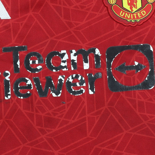 Adidas Boys Red Manchester United Football Jersey Size 22