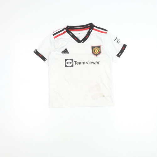 Adidas Boys White Rashford 10 Manchester Utd Jersey 22 T-Shirt
