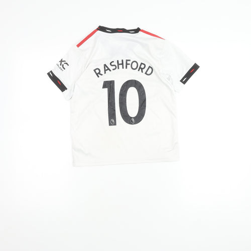 Adidas Boys White Rashford 10 Manchester Utd Jersey 22 T-Shirt