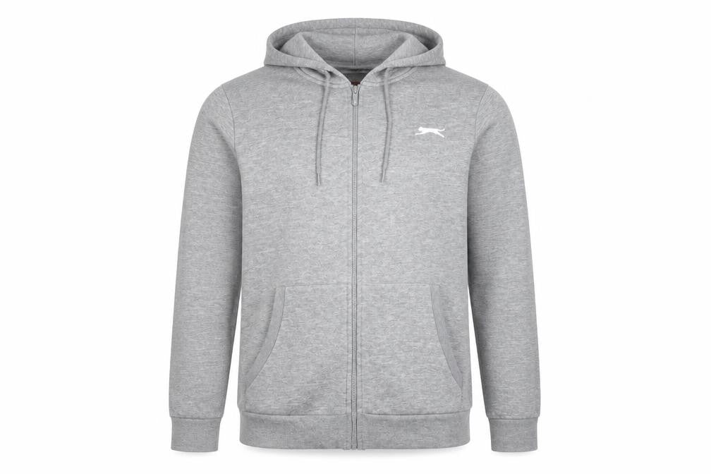Front view of Slazenger Men's Grey Hooded Basic Jacket L