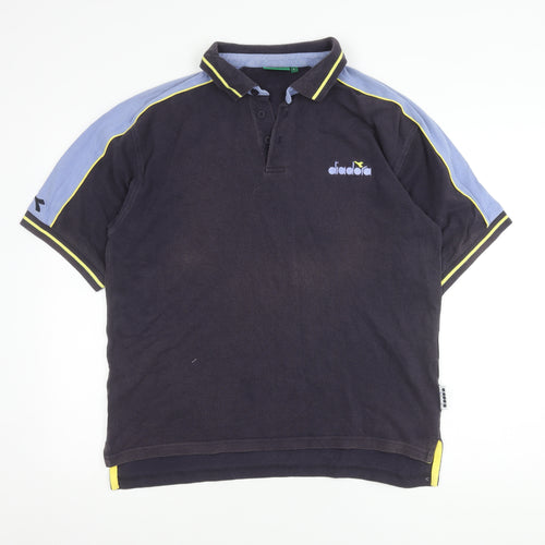 Diadora Men’s Black Polo Shirt L Cotton Short Sleeve