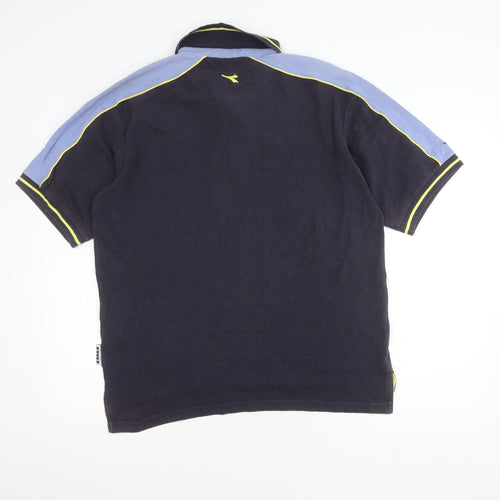 Diadora Men’s Black Polo Shirt L Cotton Short Sleeve