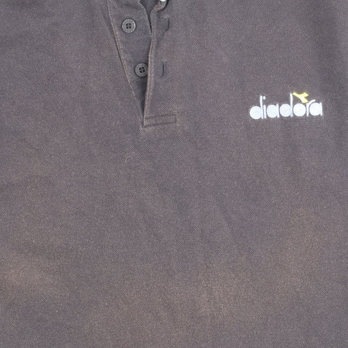 Diadora Men’s Black Polo Shirt L Cotton Short Sleeve