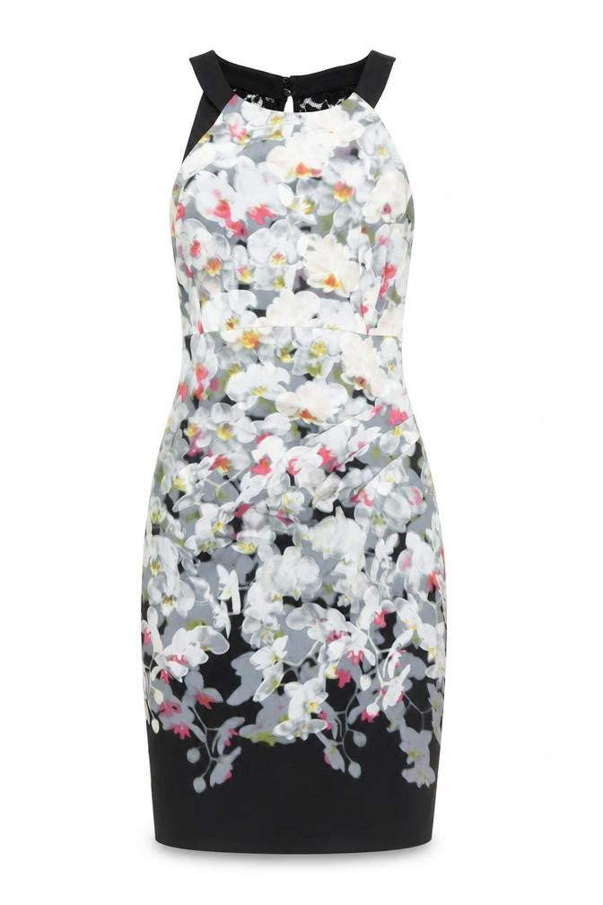 Front view of Karen Millen Women’s Multicoloured Halter Sheath Dress