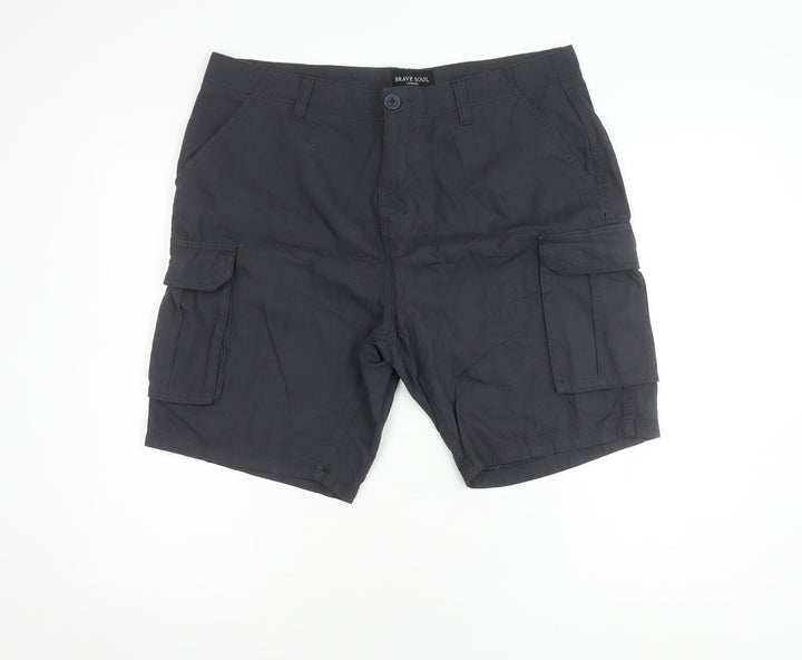 Brave Soul Men's Black Cargo Shorts XL