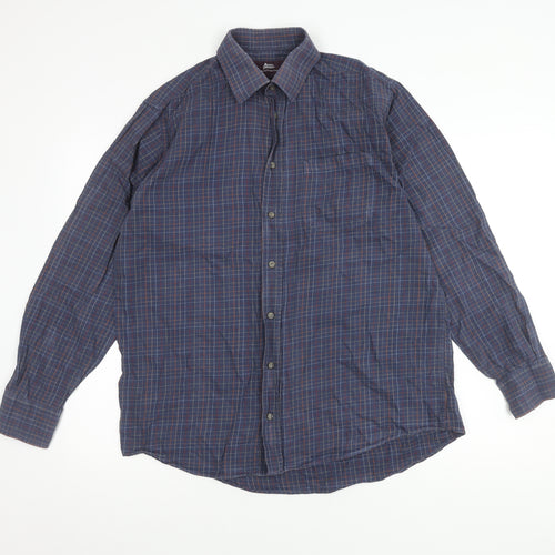 Marks and Spencer Men’s Blue Check Cotton Shirt, Size 16