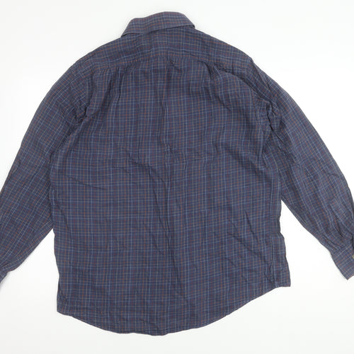 Marks and Spencer Men’s Blue Check Cotton Shirt, Size 16