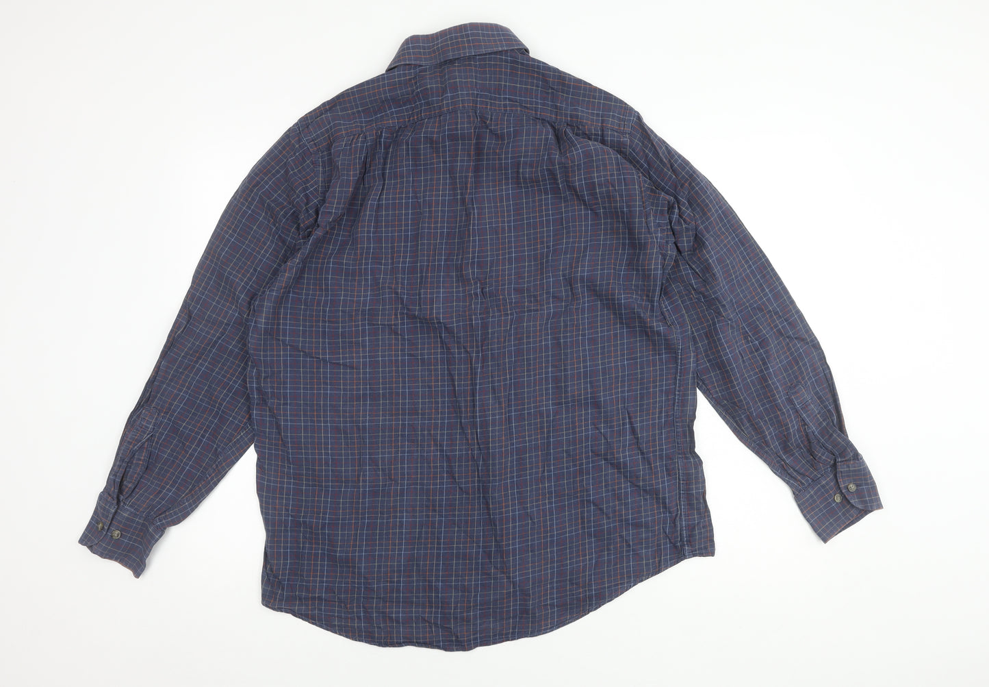 Marks and Spencer Men’s Blue Check Cotton Shirt, Size 16