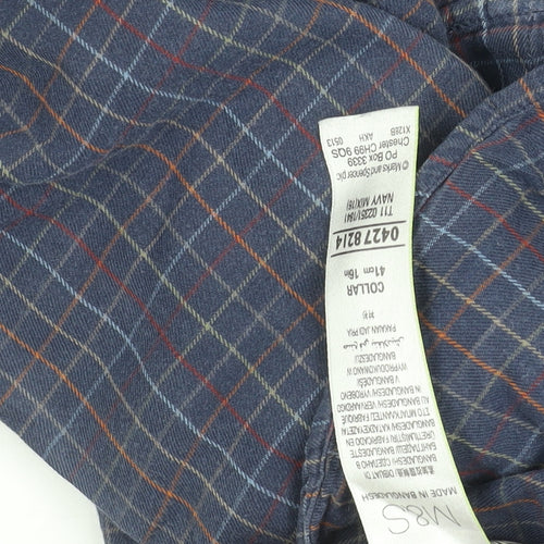 Marks and Spencer Men’s Blue Check Cotton Shirt, Size 16