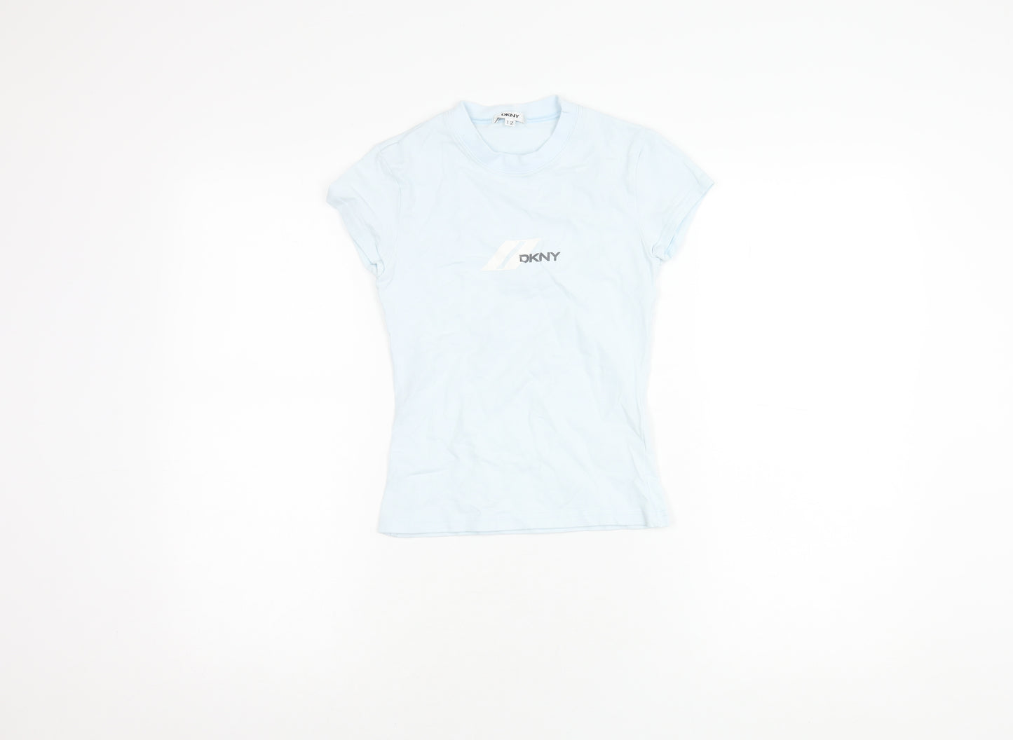 DKNY Girls Blue T-Shirt, Size 12 Years, Short Sleeve, Logo