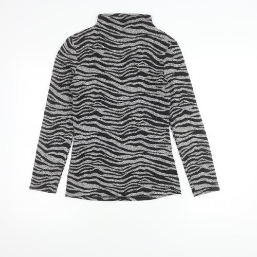 Oasis Women's Grey High Neck Animal Print Jumper XS