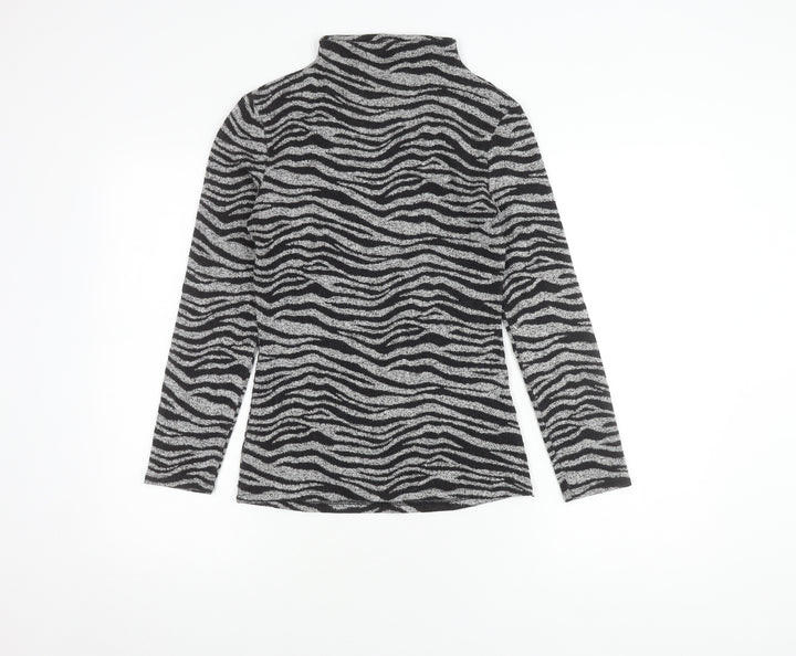 Oasis Women's Grey High Neck Animal Print Jumper XS
