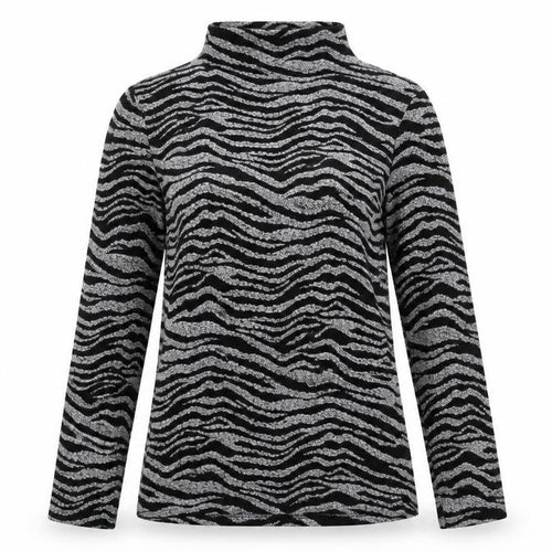 Oasis Women's Grey High Neck Animal Print Jumper XS