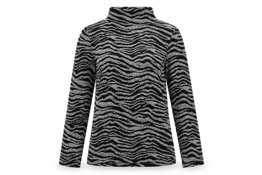 Oasis Women's Grey High Neck Animal Print Jumper XS