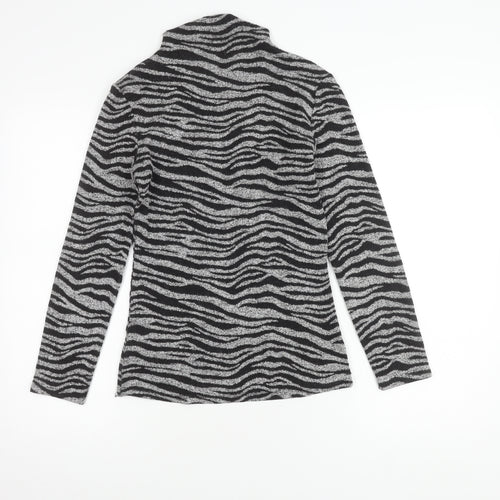 Oasis Women's Grey High Neck Animal Print Jumper XS