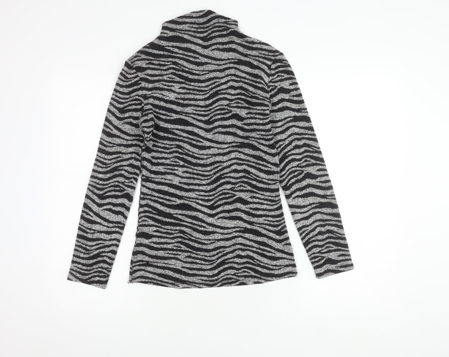 Oasis Women's Grey High Neck Animal Print Jumper XS
