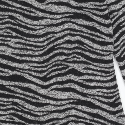 Oasis Women's Grey High Neck Animal Print Jumper XS