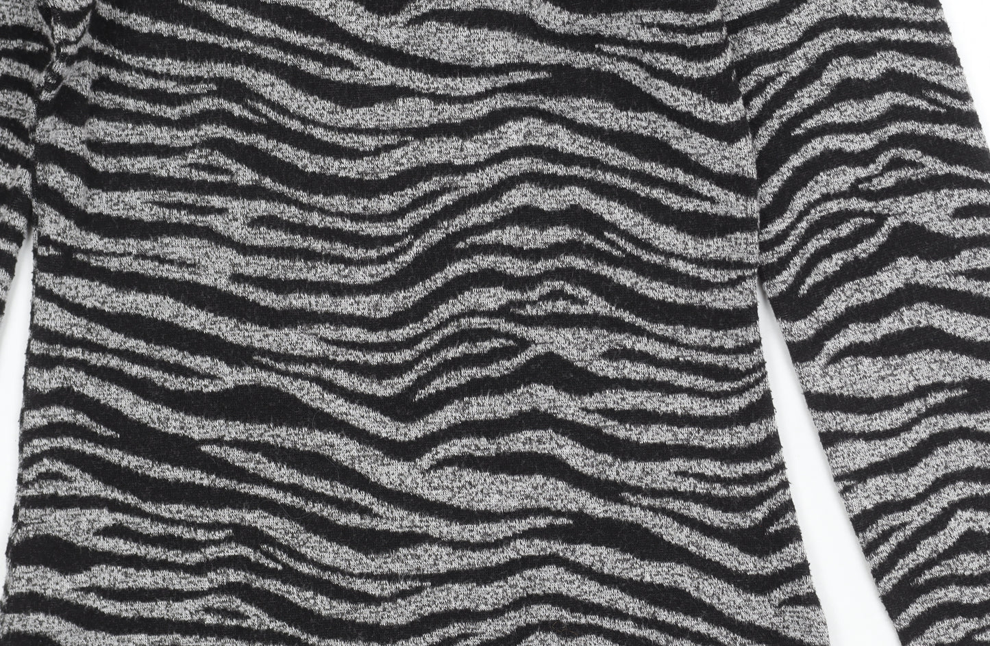 Oasis Women's Grey High Neck Animal Print Jumper XS