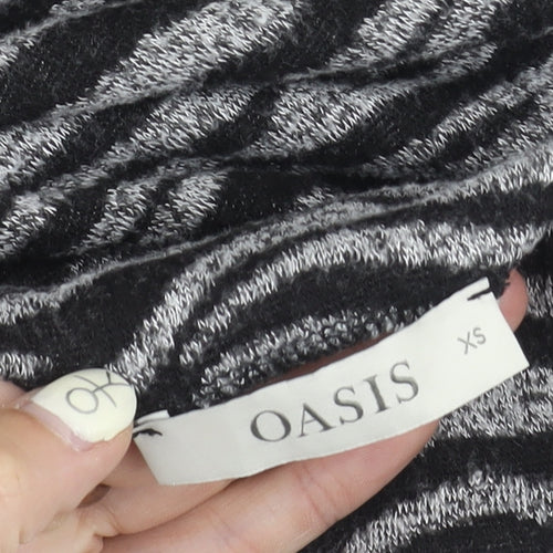 Oasis Women's Grey High Neck Animal Print Jumper XS