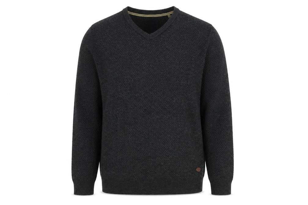 Front view of Hammond & Co. Men's Grey V-Neck Wool jumper