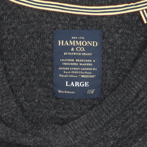 Hammond & Co. Men's Grey V-Neck Wool Pullover Jumper