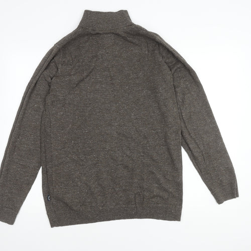 Fat Face Mens Brown Mock Neck 1/4 Zip Pullover - M
