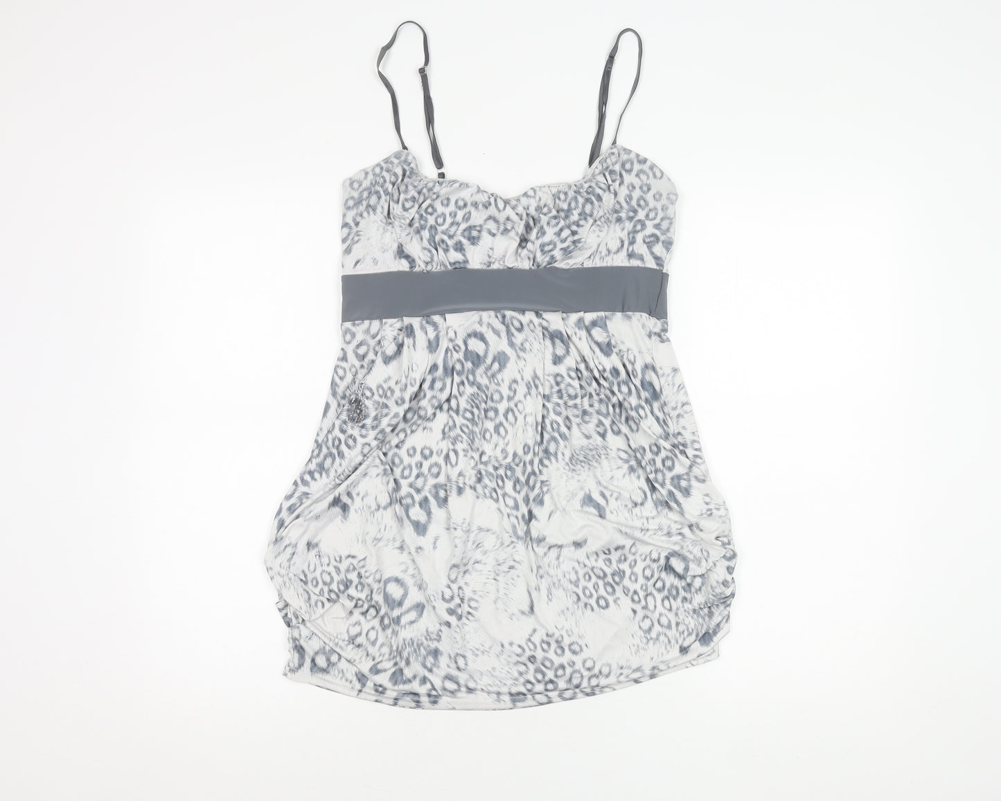 Quiz Women's Grey Animal Print Slip Dress - Size 14