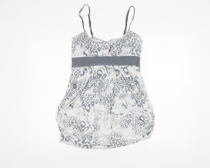 Quiz Women's Grey Animal Print Slip Dress - Size 14