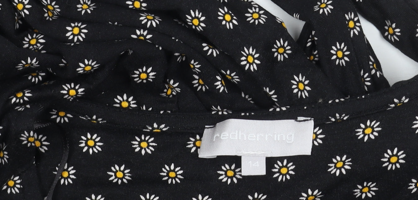 Red Herring Women's Floral Black Dress Size 14