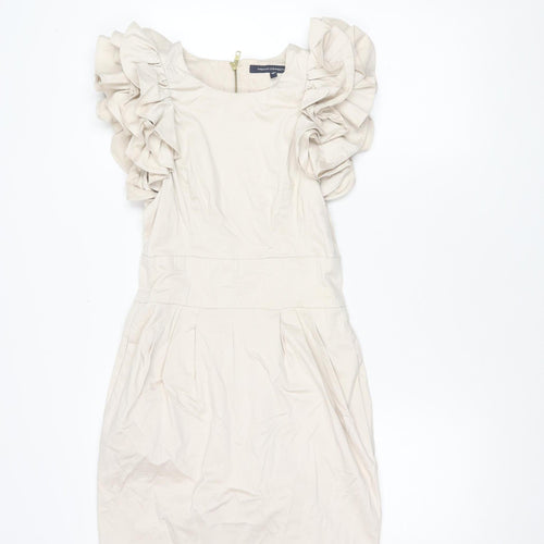 French Connection Beige Women's Knee Length Dress - Size 8