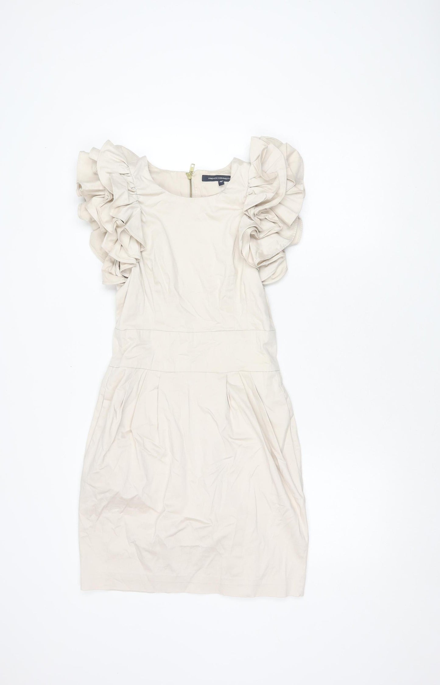 French Connection Beige Women's Knee Length Dress - Size 8
