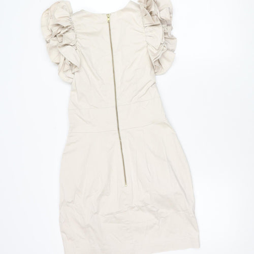 French Connection Beige Women's Knee Length Dress - Size 8