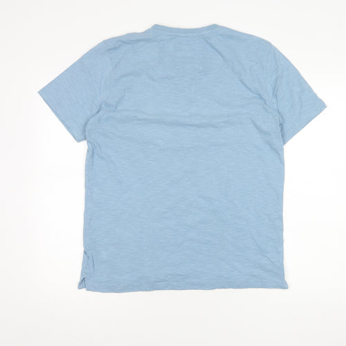 Fat Face Men's Blue Henley T-Shirt, Size M, Short Sleeve
