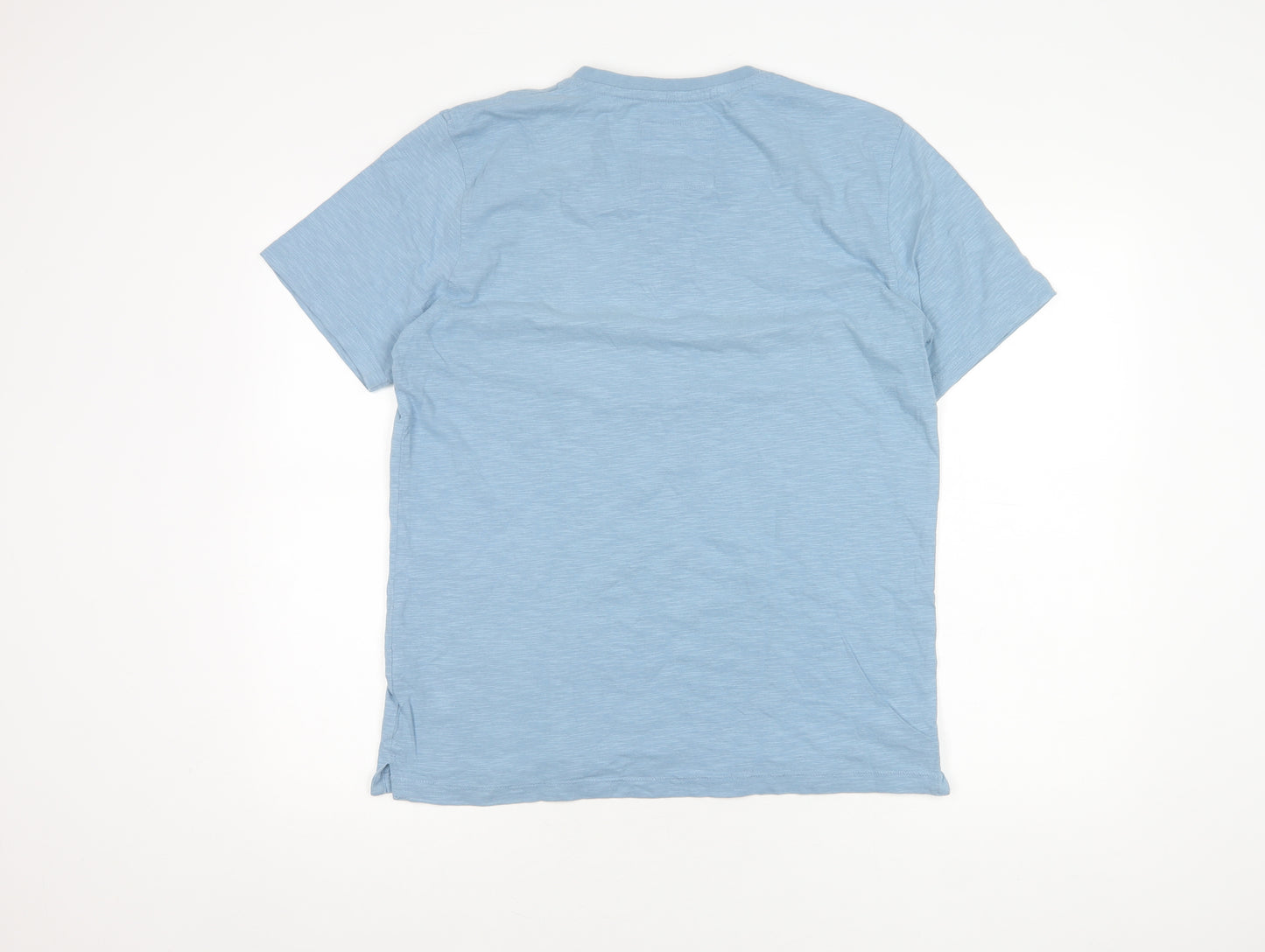 Fat Face Men's Blue Henley T-Shirt, Size M, Short Sleeve