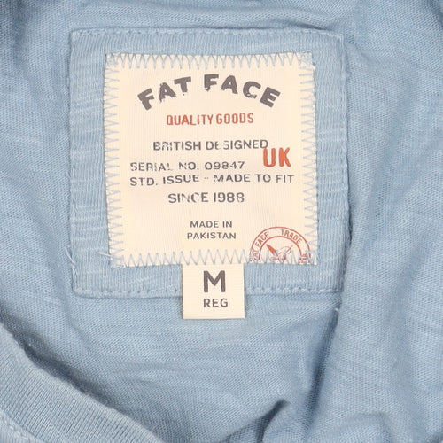 Fat Face Men's Blue Henley T-Shirt, Size M, Short Sleeve