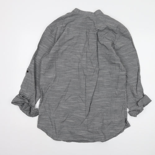 John Rocha Men's Grey Striped Long Sleeve Shirt M