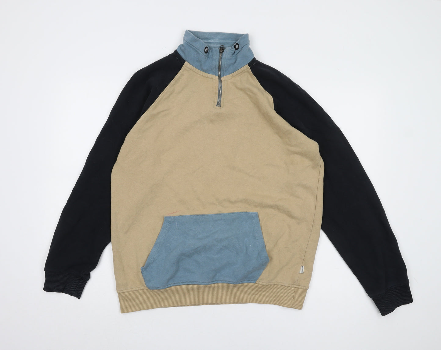Blend Men's XL Beige Full Zip Sweatshirt, High Neck
