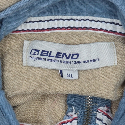 Blend Men's XL Beige Full Zip Sweatshirt, High Neck