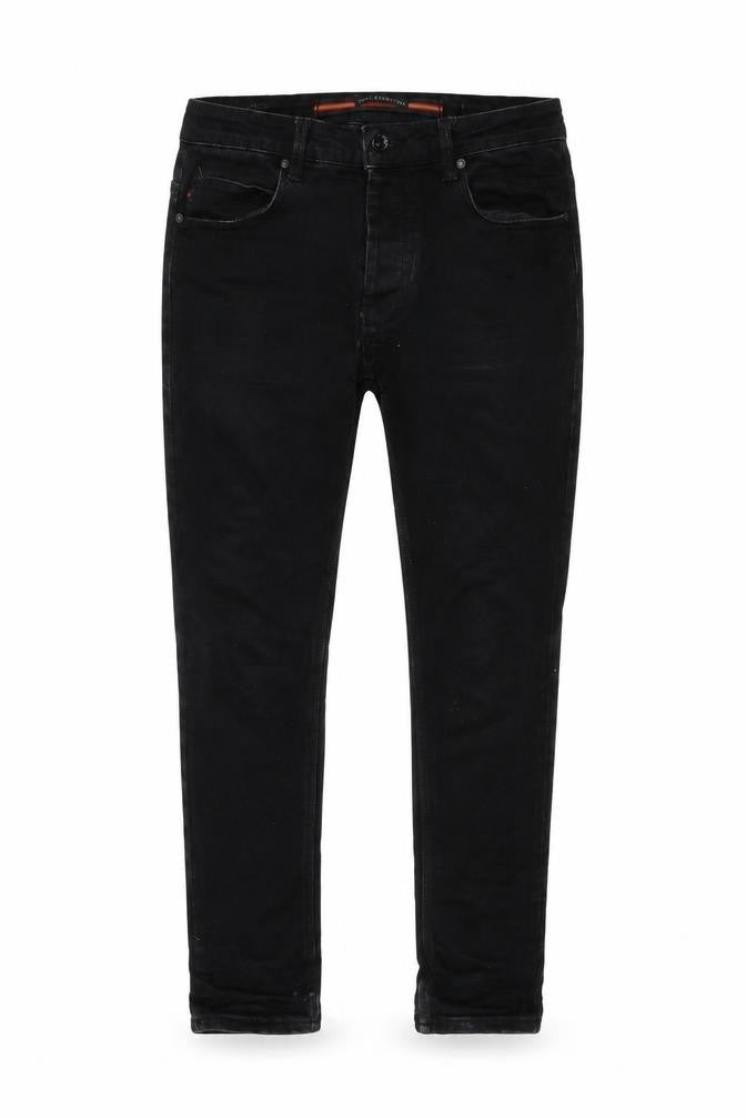 Front view of LUKE Men's Black Skinny Jeans, size S, 30W