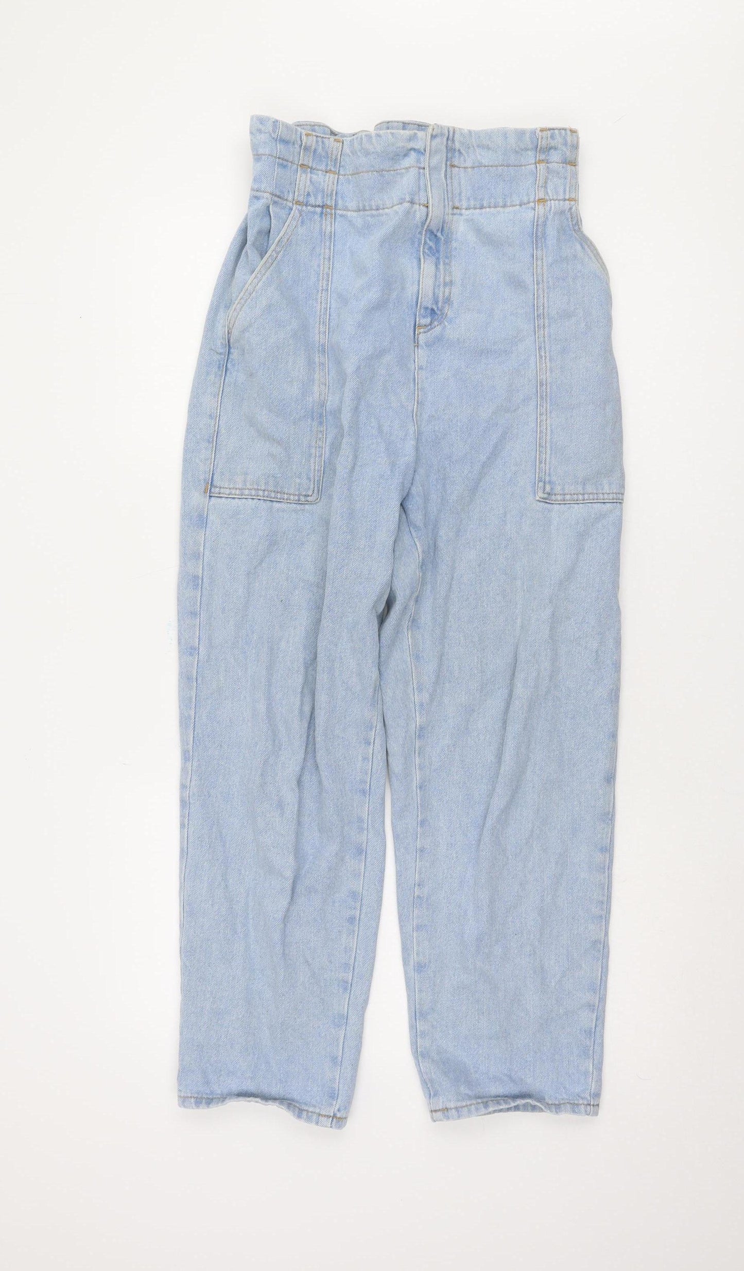 River Island Women's Blue Paperbag Jeans Size 12