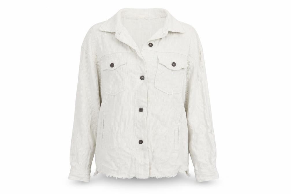 Front view of Zara Women's White Corduroy Jacket S