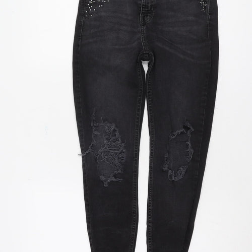 New Look Women's Black Skinny Jeans, Size 10, Distressed