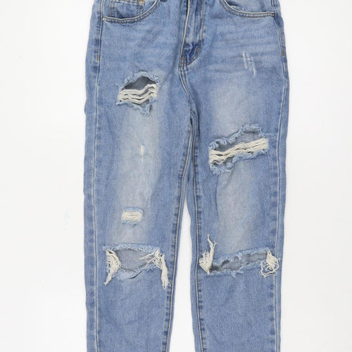 Momokrom Women's Blue Distressed Mom Jeans Size 6