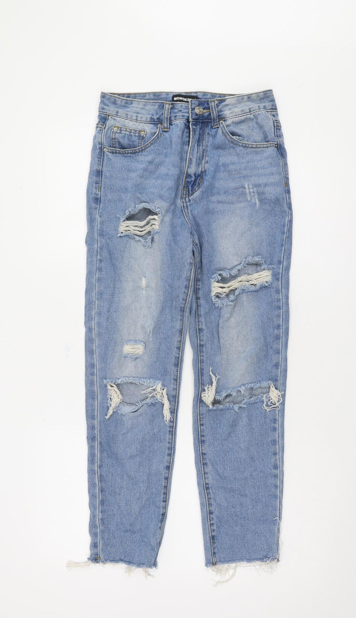 Momokrom Women's Blue Distressed Mom Jeans Size 6