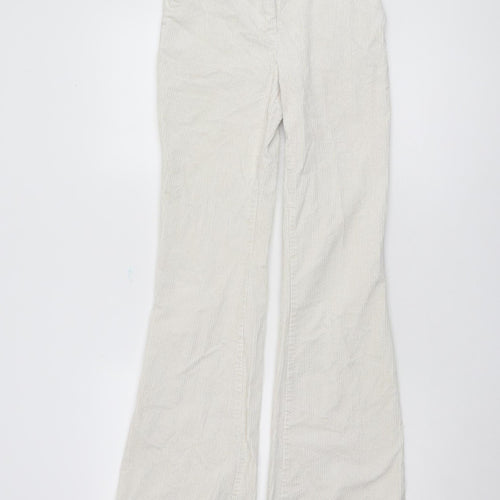 H&M Women Ivory Corduroy Flared Trousers 2XS