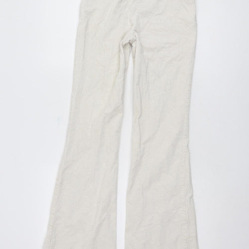 H&M Women Ivory Corduroy Flared Trousers 2XS